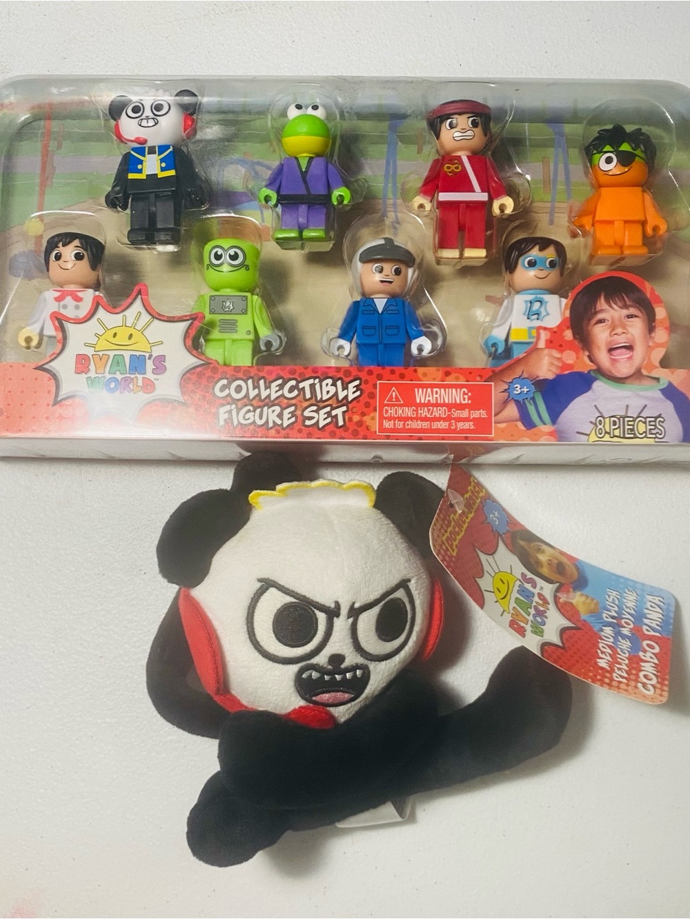 Ryan's World Collectible Figure 8-Piece Set Combo Panda Gus And Plush Toy